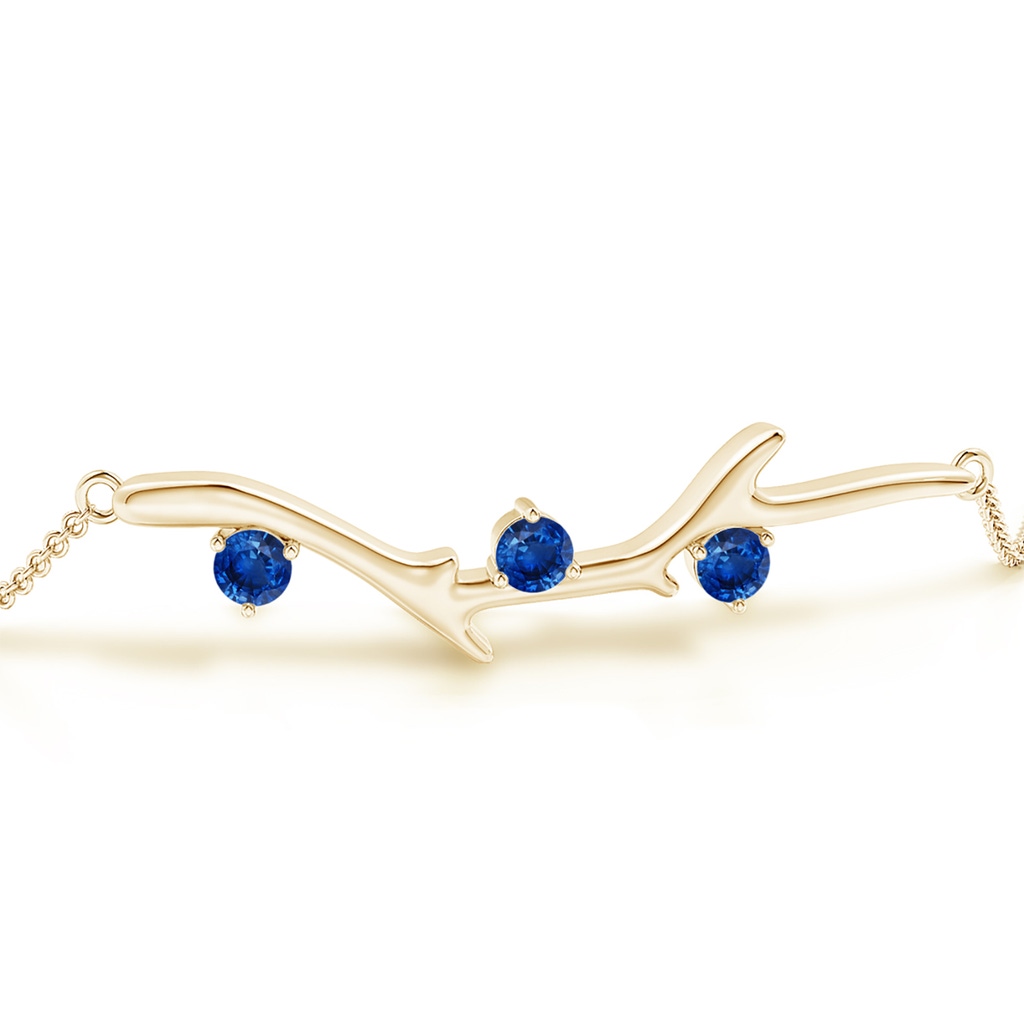 3mm AAA Nature Inspired Round Sapphire Tree Branch Bracelet in 18K Yellow Gold Side 199