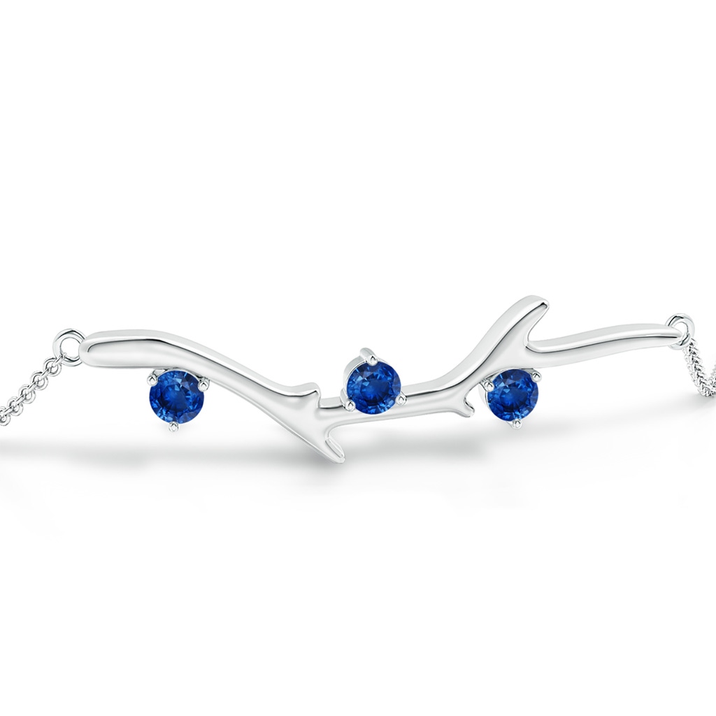 3mm AAA Nature Inspired Round Sapphire Tree Branch Bracelet in White Gold Side 199