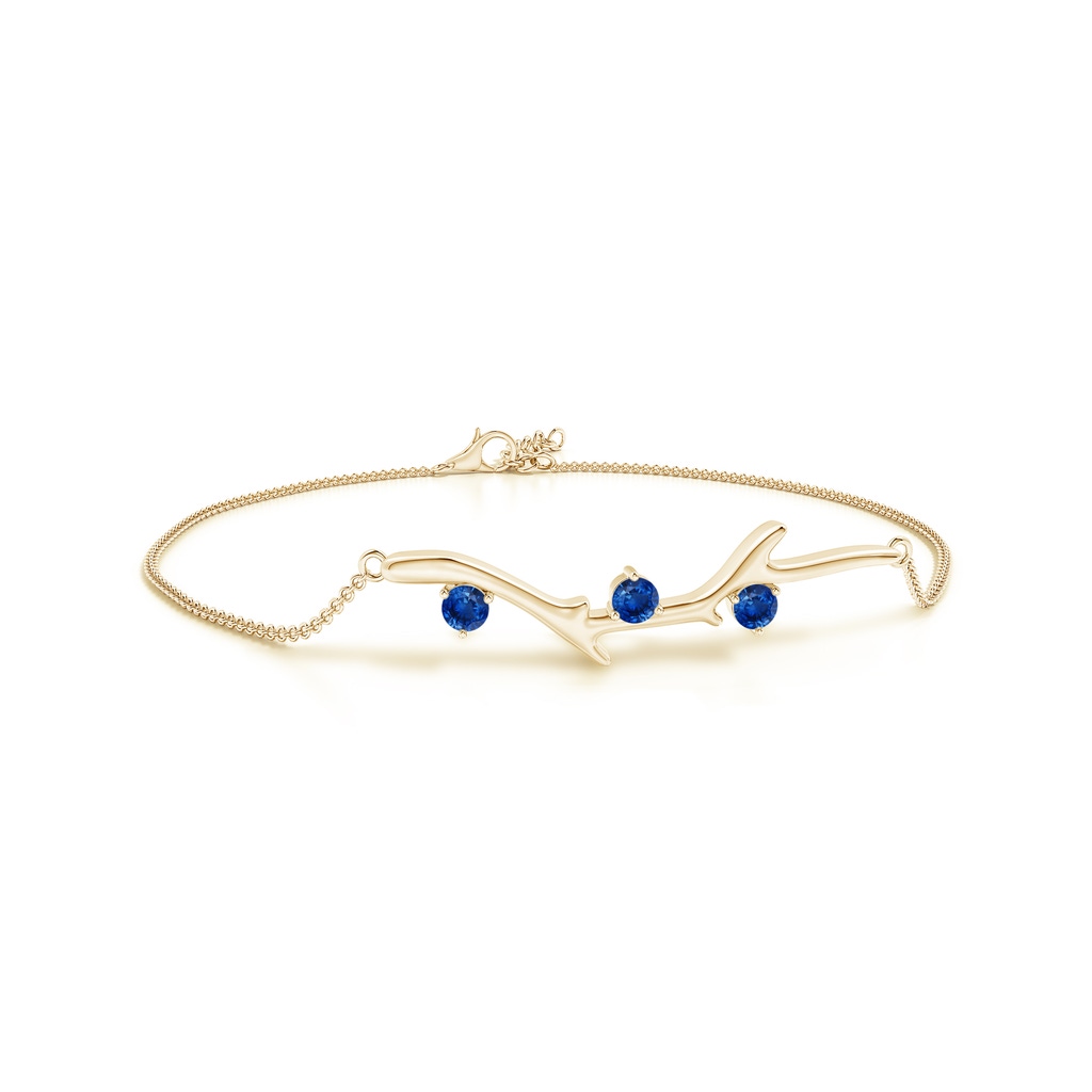 3mm AAA Nature Inspired Round Sapphire Tree Branch Bracelet in Yellow Gold