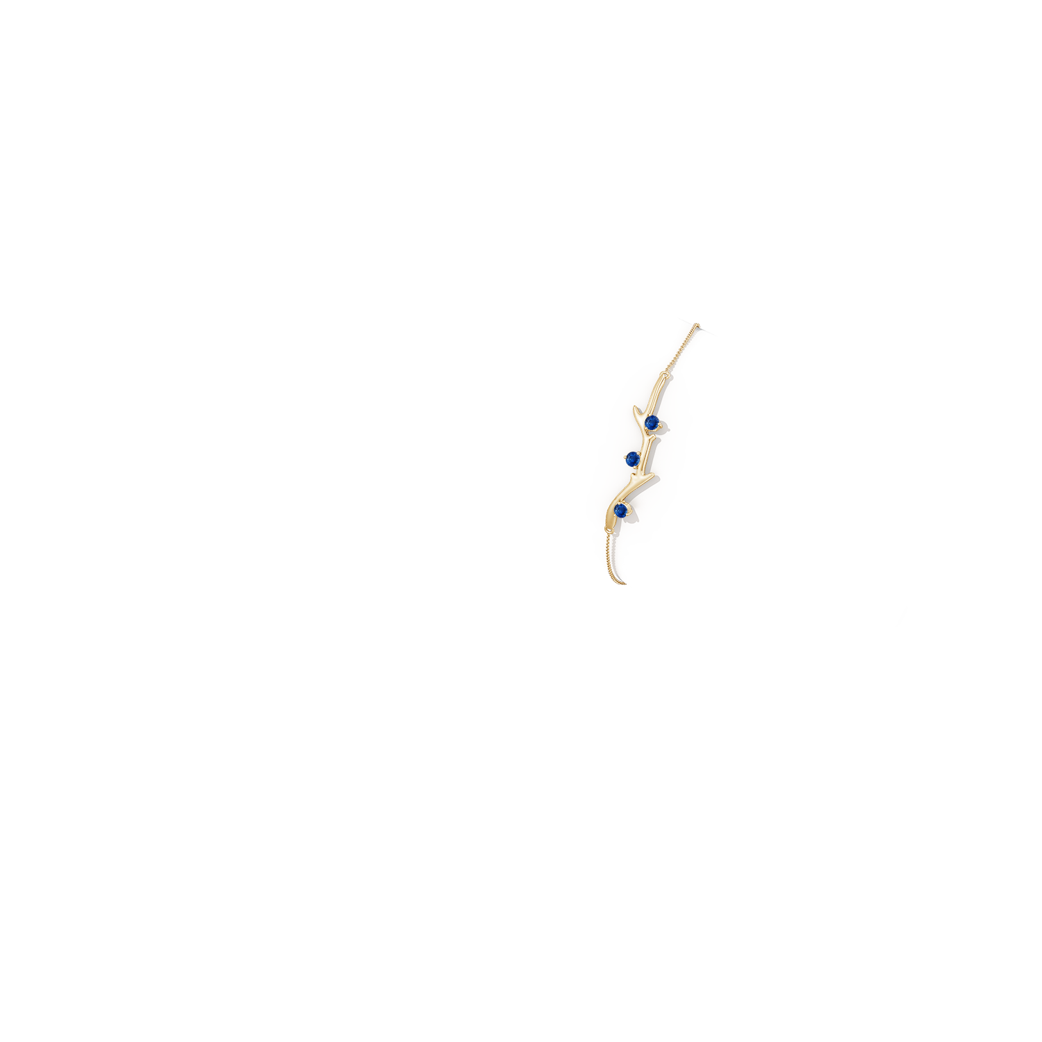 3mm AAA Nature Inspired Round Sapphire Tree Branch Bracelet in Yellow Gold - body_arm