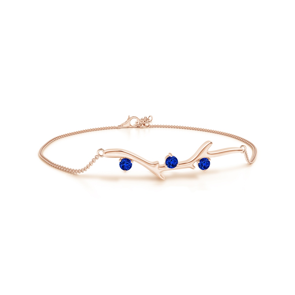 3mm AAAA Nature Inspired Round Sapphire Tree Branch Bracelet in Rose Gold