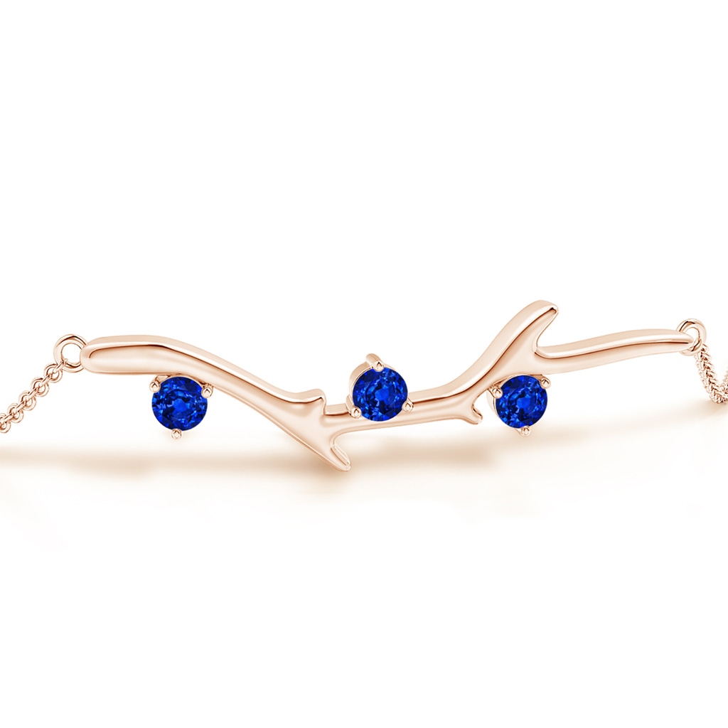 3mm AAAA Nature Inspired Round Sapphire Tree Branch Bracelet in Rose Gold - side 199