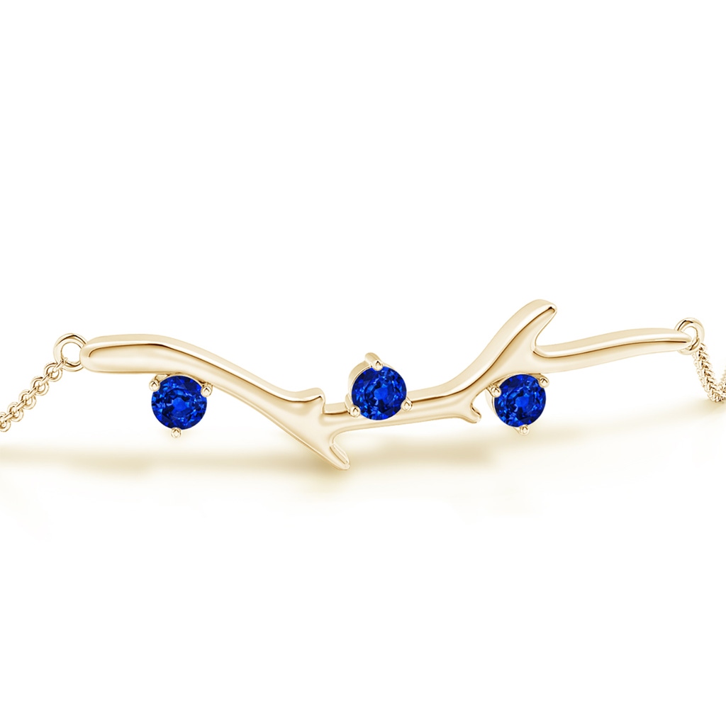 3mm AAAA Nature Inspired Round Sapphire Tree Branch Bracelet in Yellow Gold - side 199