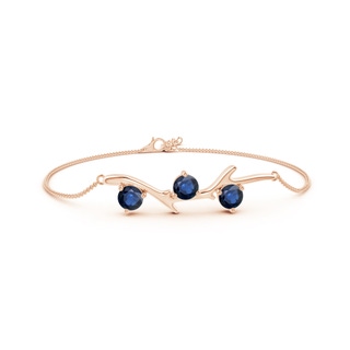 5mm AA Nature Inspired Round Sapphire Tree Branch Bracelet in Rose Gold