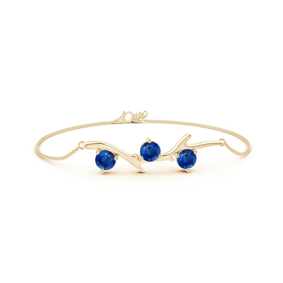 5mm AAA Nature Inspired Round Sapphire Tree Branch Bracelet in 18K Yellow Gold 