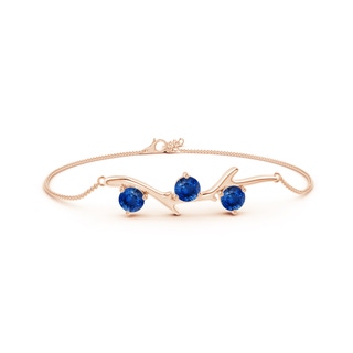 5mm AAA Nature Inspired Round Sapphire Tree Branch Bracelet in 9K Rose Gold