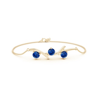 5mm AAA Nature Inspired Round Sapphire Tree Branch Bracelet in Yellow Gold