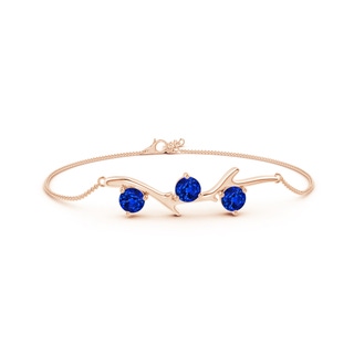 5mm Lab-Grown Nature Inspired Round Sapphire Tree Branch Bracelet in 10K Rose Gold