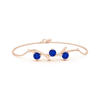 5mm AAAA Nature Inspired Round Sapphire Tree Branch Bracelet in Rose Gold