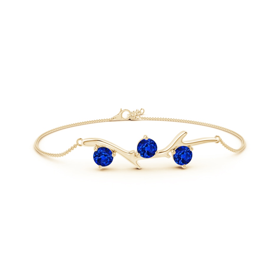 5mm Lab-Grown Nature Inspired Round Sapphire Tree Branch Bracelet in Yellow Gold 