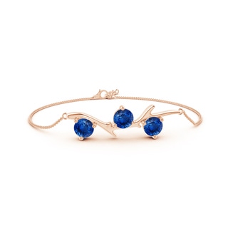 6mm AAA Nature Inspired Round Sapphire Tree Branch Bracelet in 18K Rose Gold