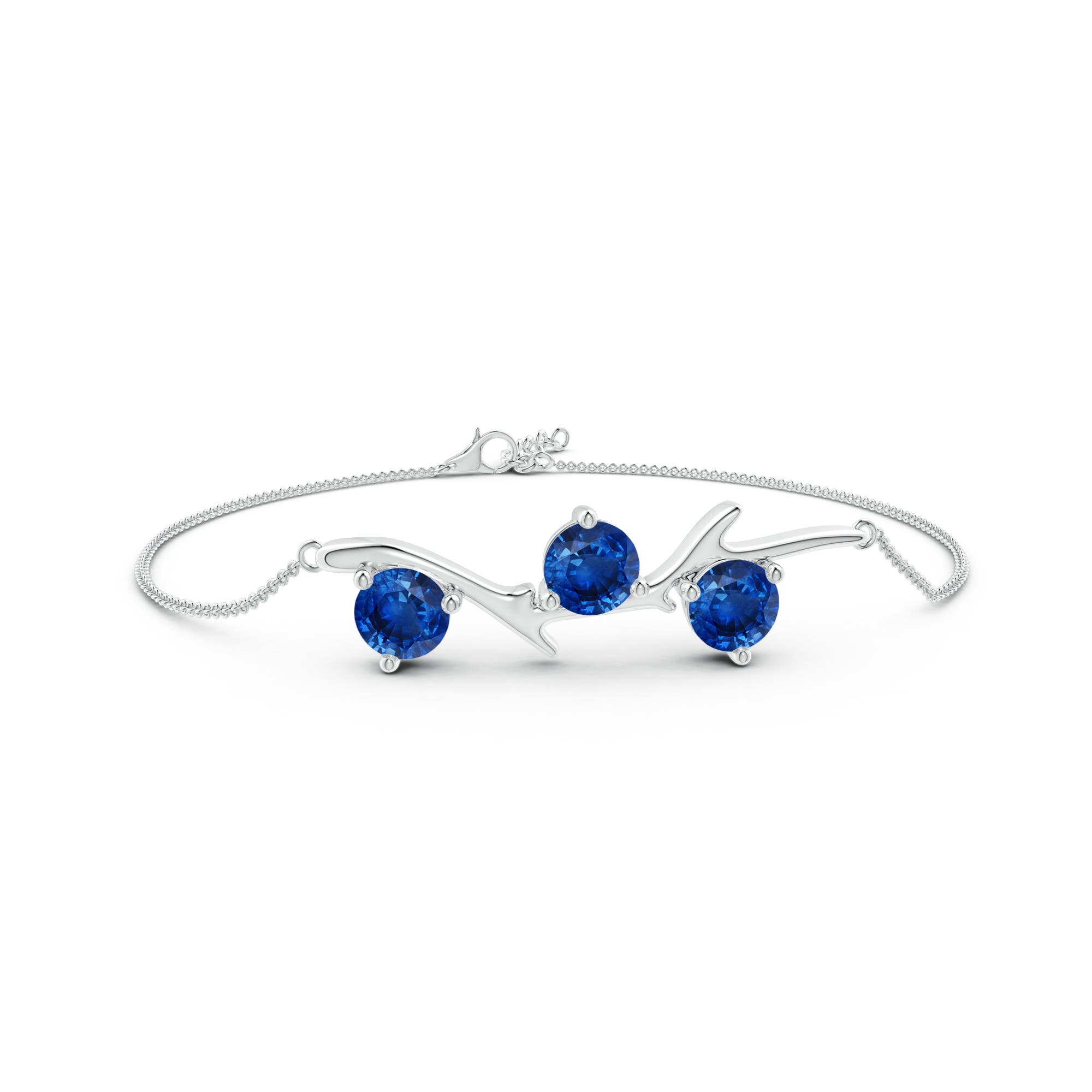 6mm AAA Nature Inspired Round Sapphire Tree Branch Bracelet in 18CT White Gold