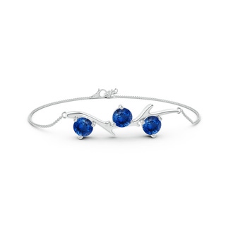 6mm AAA Nature Inspired Round Sapphire Tree Branch Bracelet in White Gold