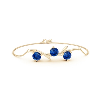 6mm AAA Nature Inspired Round Sapphire Tree Branch Bracelet in Yellow Gold