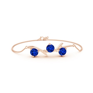 6mm Lab-Grown Nature Inspired Round Sapphire Tree Branch Bracelet in 18K Rose Gold