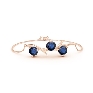 7mm AA Nature Inspired Round Sapphire Tree Branch Bracelet in Rose Gold