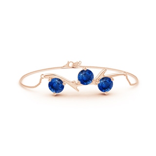 7mm AAA Nature Inspired Round Sapphire Tree Branch Bracelet in 18K Rose Gold