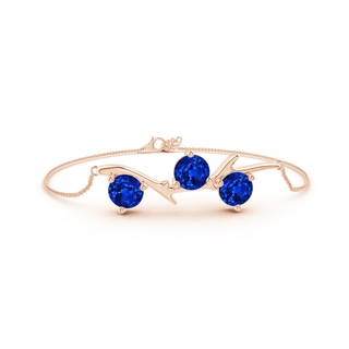 7mm Lab-Grown Nature Inspired Round Sapphire Tree Branch Bracelet in 18K Rose Gold