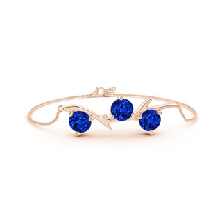 7mm AAAA Nature Inspired Round Sapphire Tree Branch Bracelet in Rose Gold