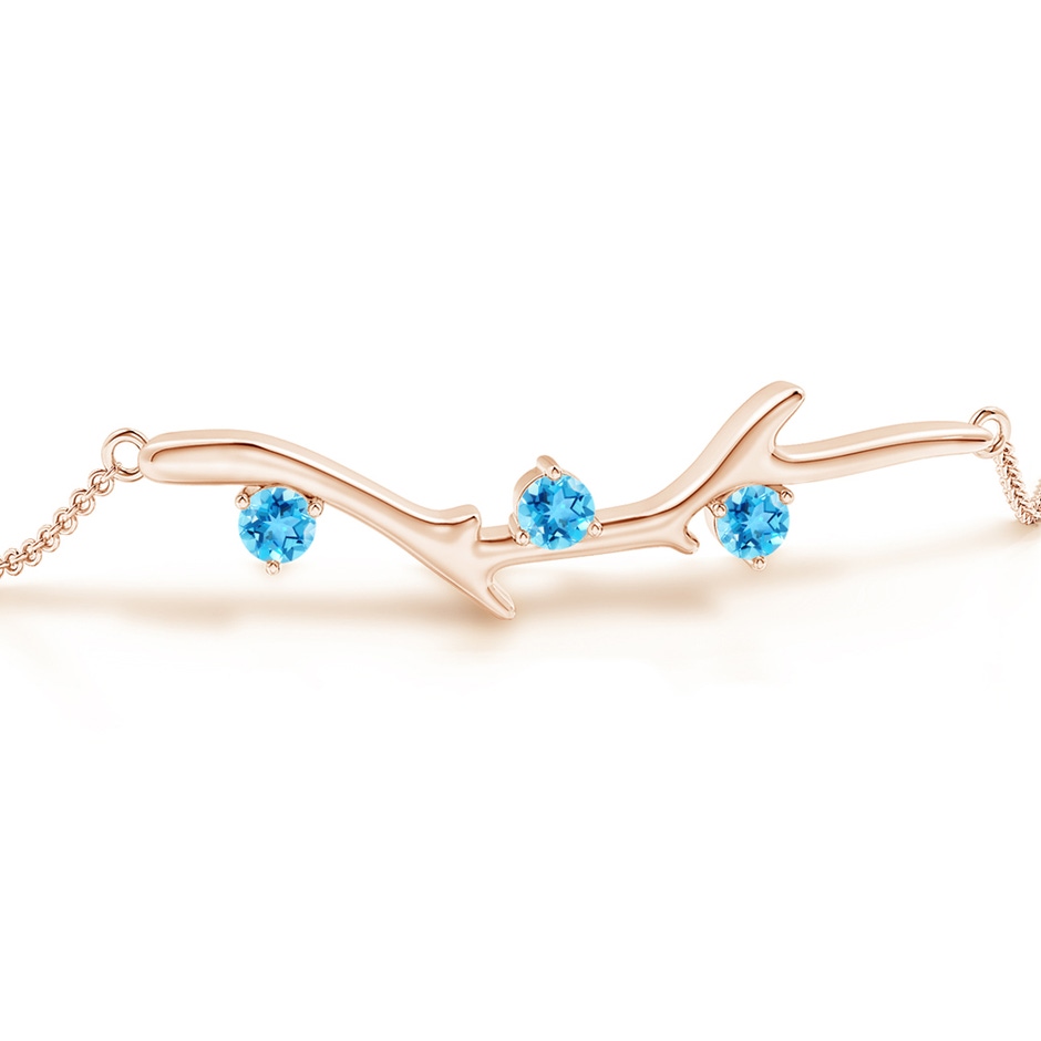 3mm AAAA Nature Inspired Round Swiss Blue Topaz Tree Branch Bracelet in Rose Gold side 1