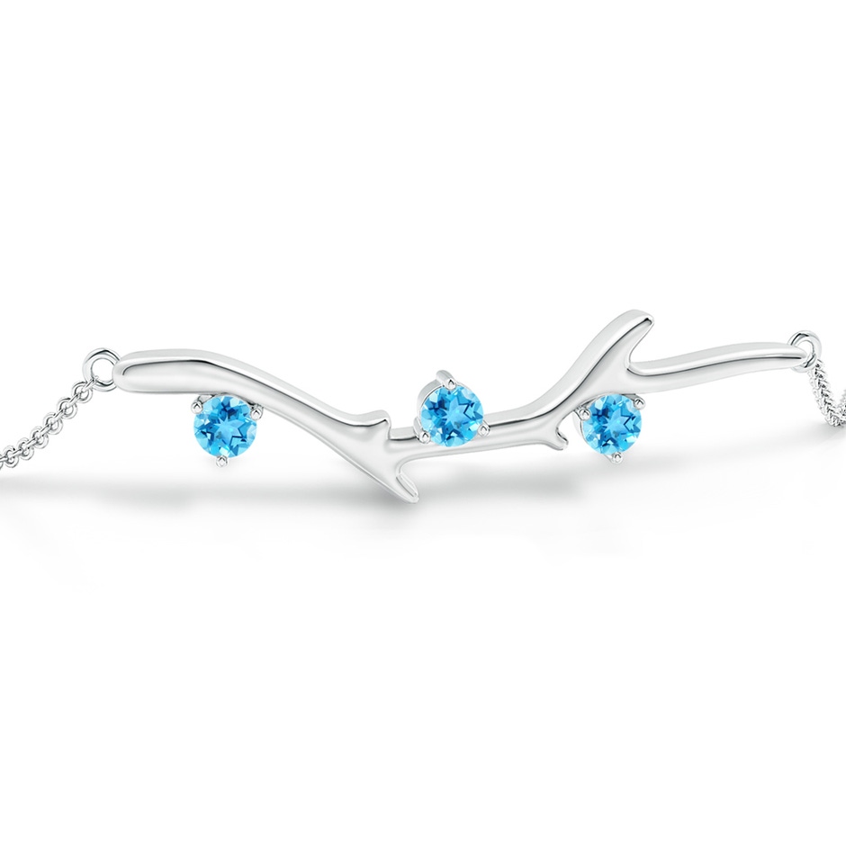 3mm AAAA Nature Inspired Round Swiss Blue Topaz Tree Branch Bracelet in White Gold side 1