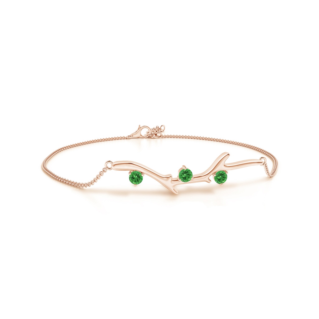 3mm AAAA Nature Inspired Round Tsavorite Tree Branch Bracelet in Rose Gold