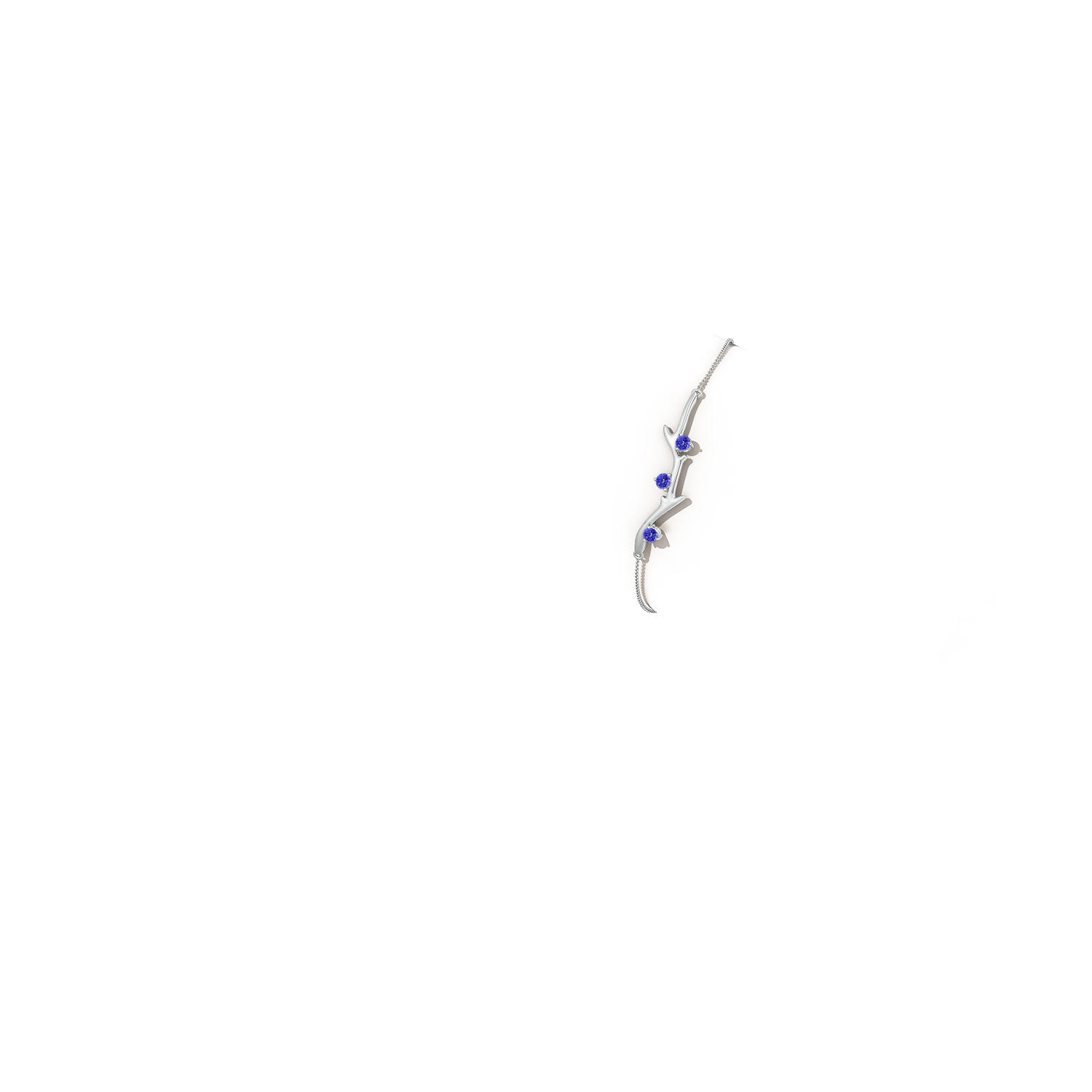 3mm AAAA Nature Inspired Round Tanzanite Tree Branch Bracelet in 18CT White Gold - body_arm