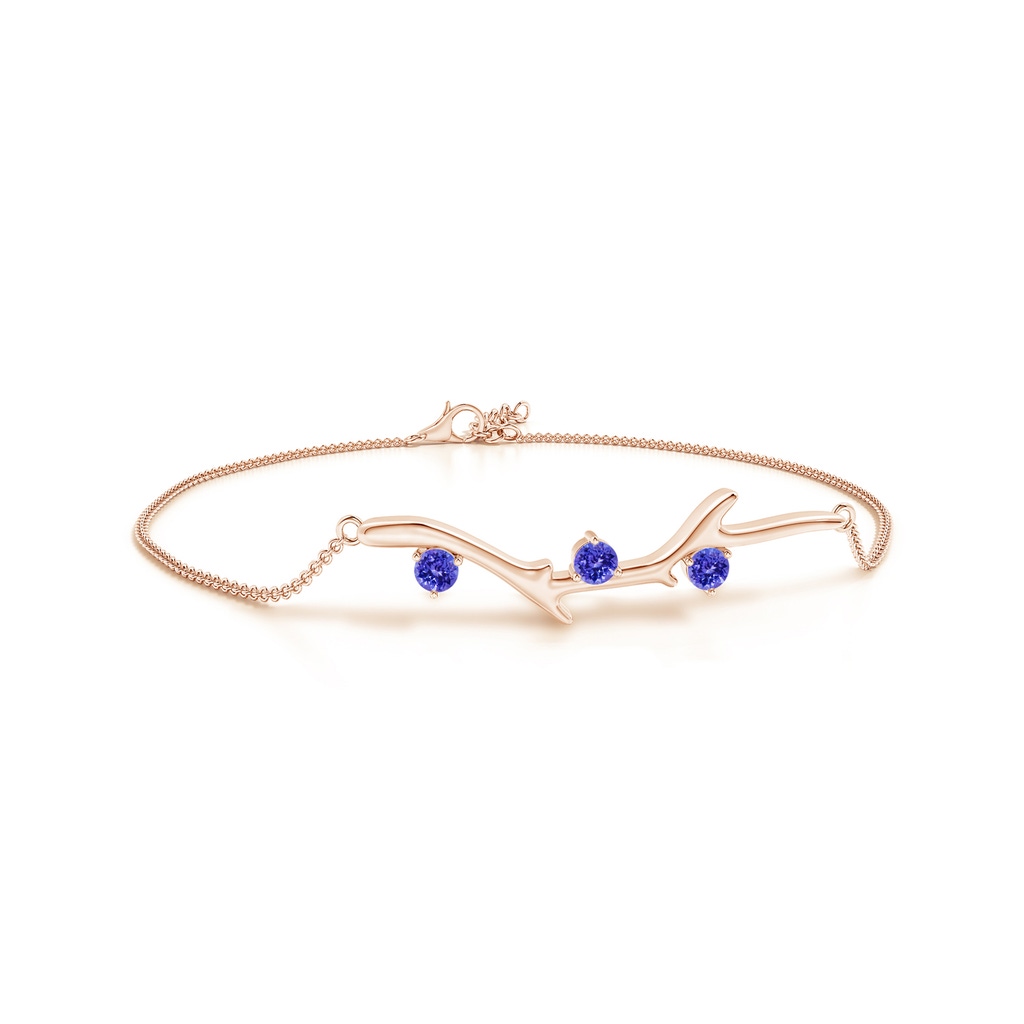 3mm AAAA Nature Inspired Round Tanzanite Tree Branch Bracelet in Rose Gold