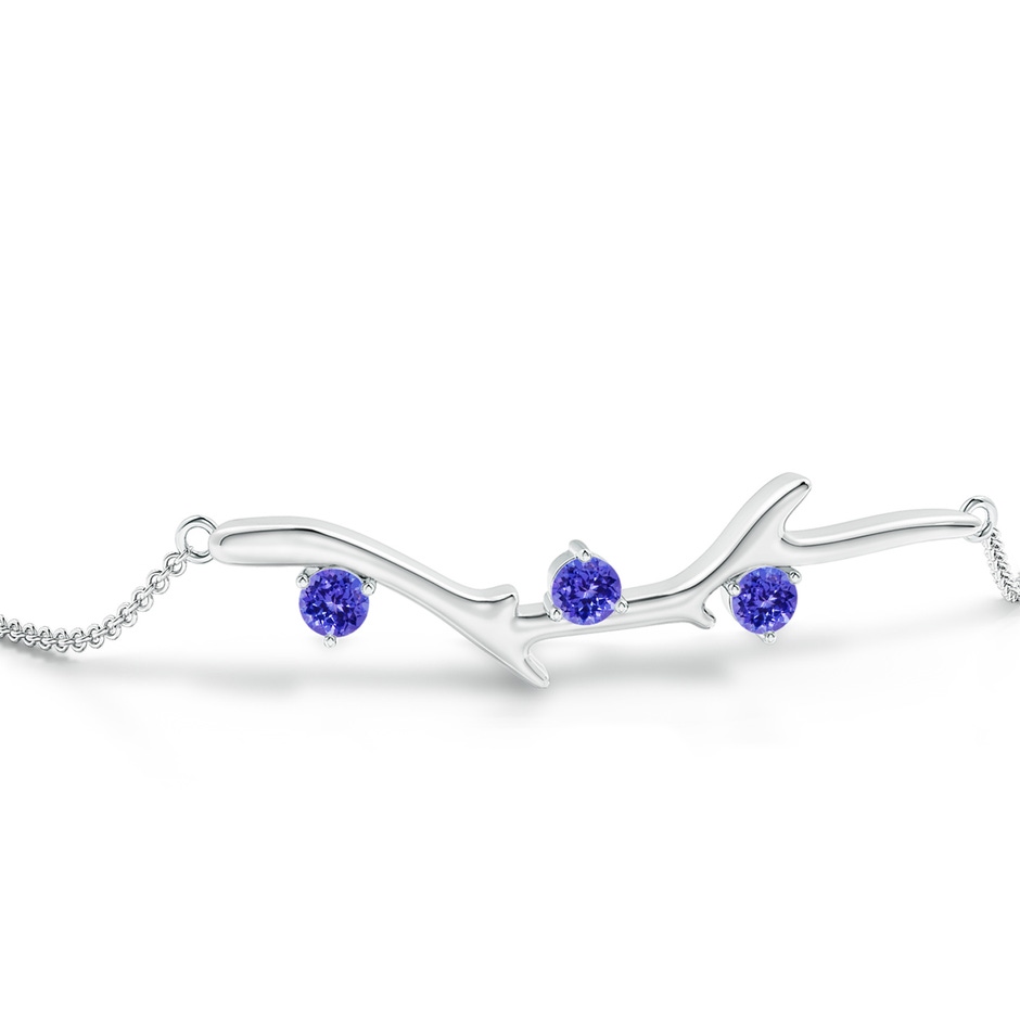 3mm AAAA Nature Inspired Round Tanzanite Tree Branch Bracelet in White Gold side-1