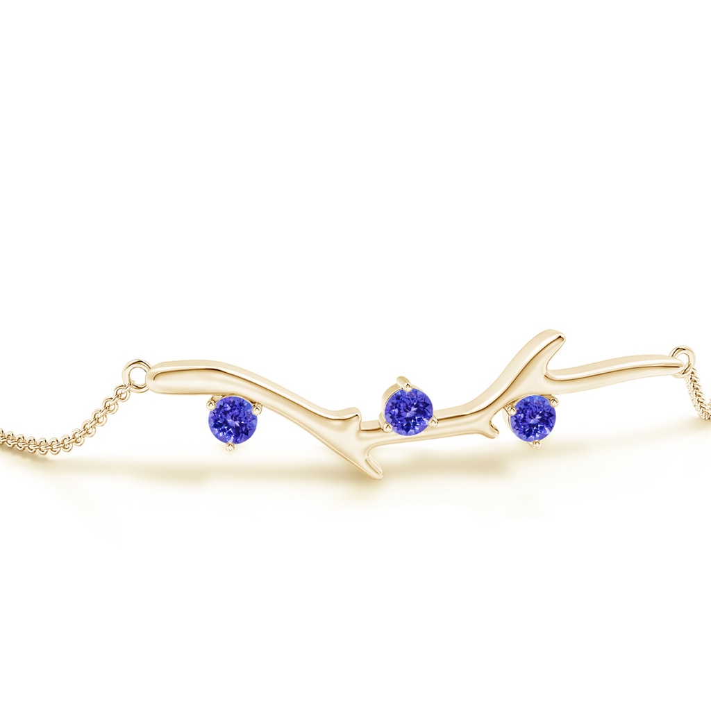 3mm AAAA Nature Inspired Round Tanzanite Tree Branch Bracelet in Yellow Gold - side 199
