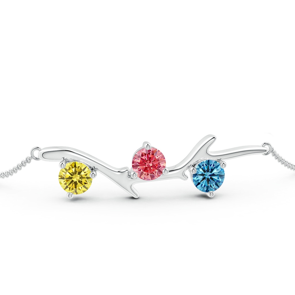 5.1mm AAAA Nature Inspired Round Fancy Intense Multi-Colour Diamond Tree Branch Bracelet in White Gold - side 199