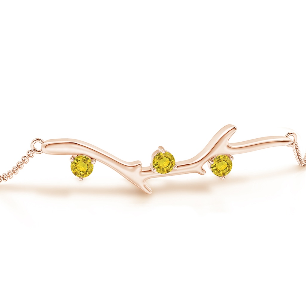 3mm AAAA Nature Inspired Round Yellow Sapphire Tree Branch Bracelet in 10K Rose Gold Side 1