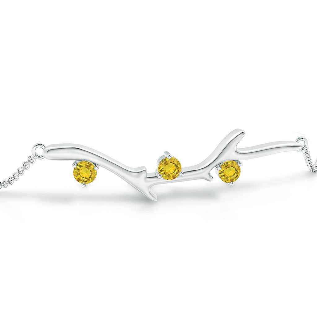 3mm AAAA Nature Inspired Round Yellow Sapphire Tree Branch Bracelet in White Gold Side 1
