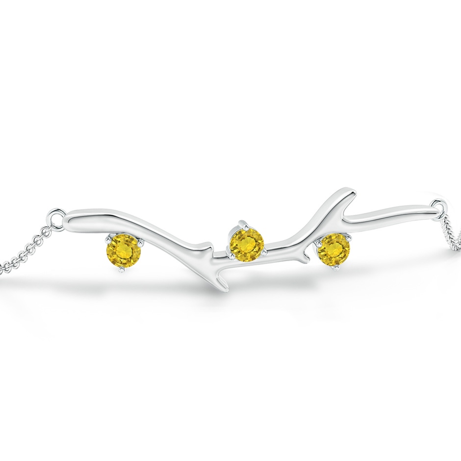 3mm AAAA Nature Inspired Round Yellow Sapphire Tree Branch Bracelet in White Gold side 1