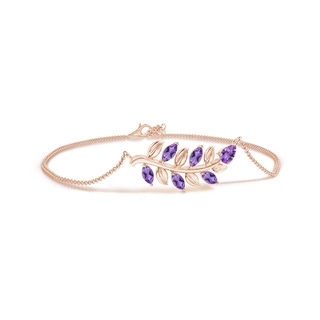 5x3mm AA Pear and Marquise Amethyst Olive Branch Bracelet in Rose Gold