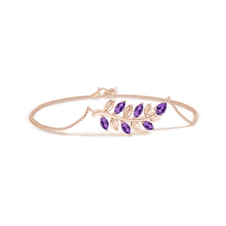 5x3mm AAA Pear and Marquise Amethyst Olive Branch Bracelet in Rose Gold