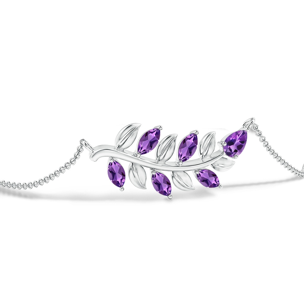 5x3mm AAA Pear and Marquise Amethyst Olive Branch Bracelet in White Gold Side-1