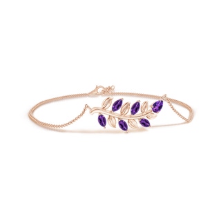 5x3mm AAAA Pear and Marquise Amethyst Olive Branch Bracelet in Rose Gold