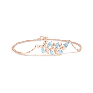 5x3mm AA Pear and Marquise Aquamarine Olive Branch Bracelet in Rose Gold