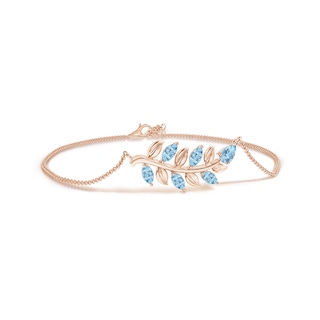 5x3mm AAA Pear and Marquise Aquamarine Olive Branch Bracelet in Rose Gold