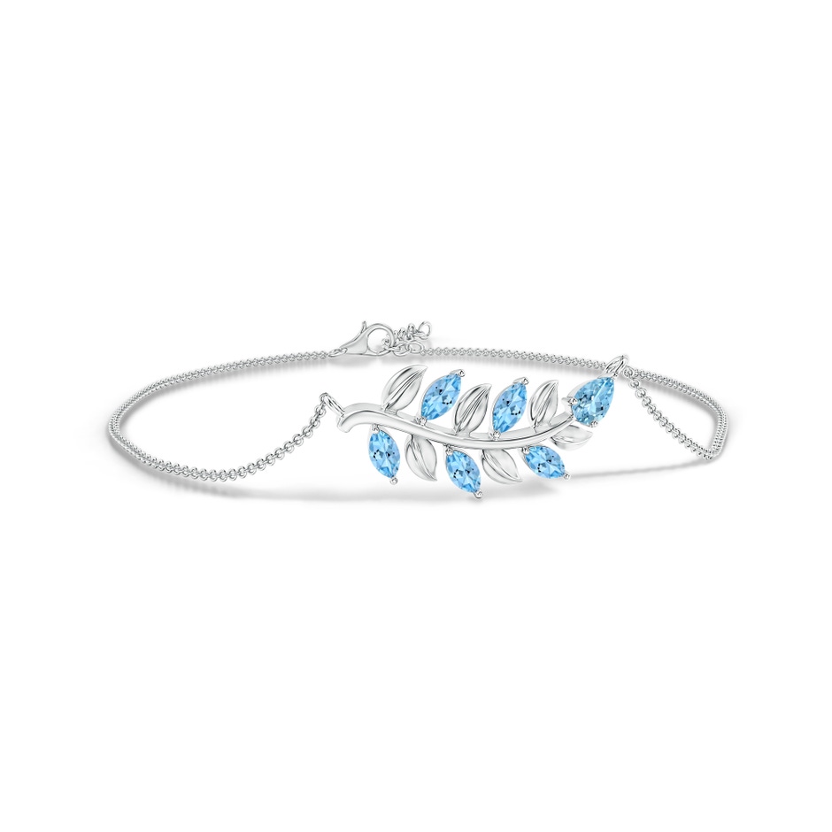 5x3mm AAAA Pear and Marquise Aquamarine Olive Branch Bracelet in White Gold 