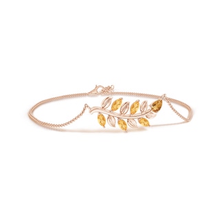 5x3mm A Pear and Marquise Citrine Olive Branch Bracelet in Rose Gold