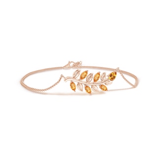 5x3mm AA Pear and Marquise Citrine Olive Branch Bracelet in Rose Gold