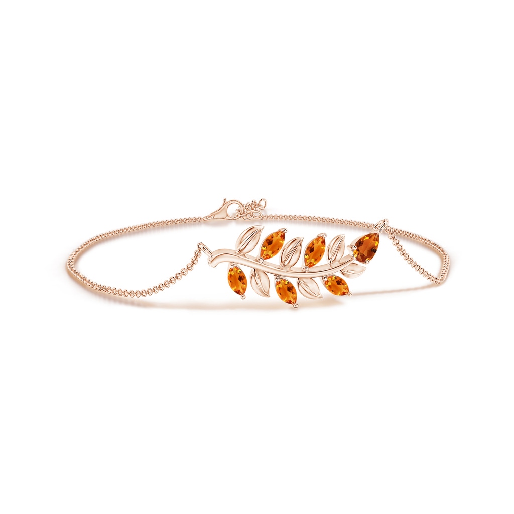 5x3mm AAAA Pear and Marquise Citrine Olive Branch Bracelet in Rose Gold