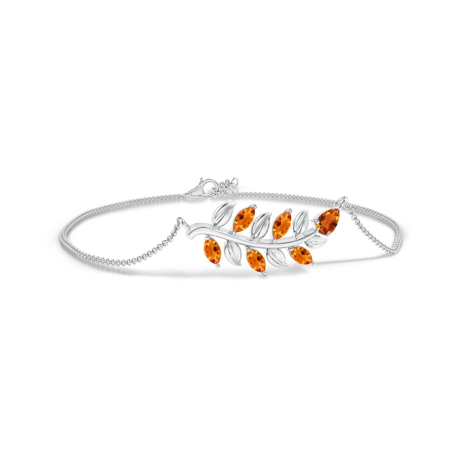 5x3mm AAAA Pear and Marquise Citrine Olive Branch Bracelet in White Gold 