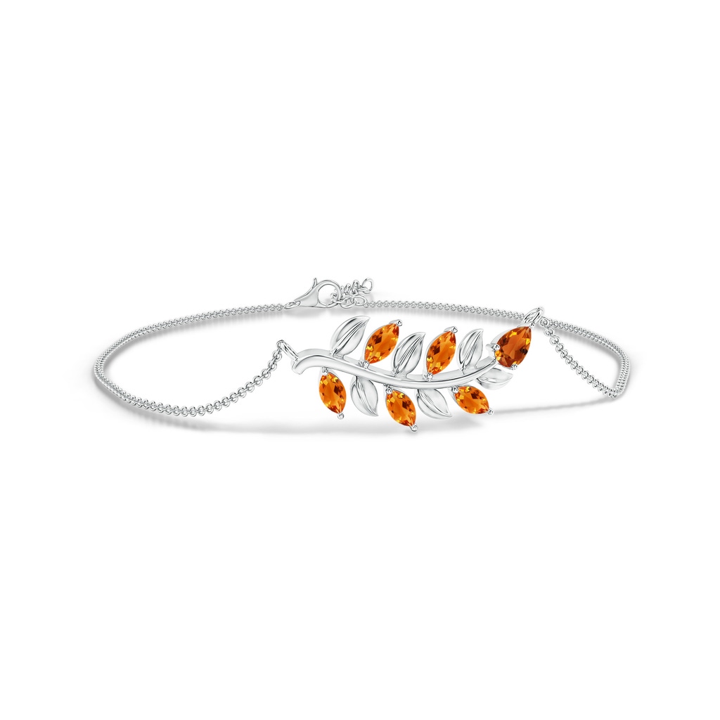 5x3mm AAAA Pear and Marquise Citrine Olive Branch Bracelet in White Gold