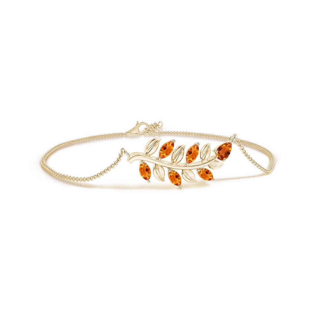 5x3mm AAAA Pear and Marquise Citrine Olive Branch Bracelet in Yellow Gold