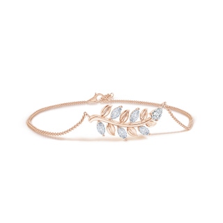 5x3mm GVS2 Pear & Marquise Diamond Olive Branch Bracelet in 9K Rose Gold