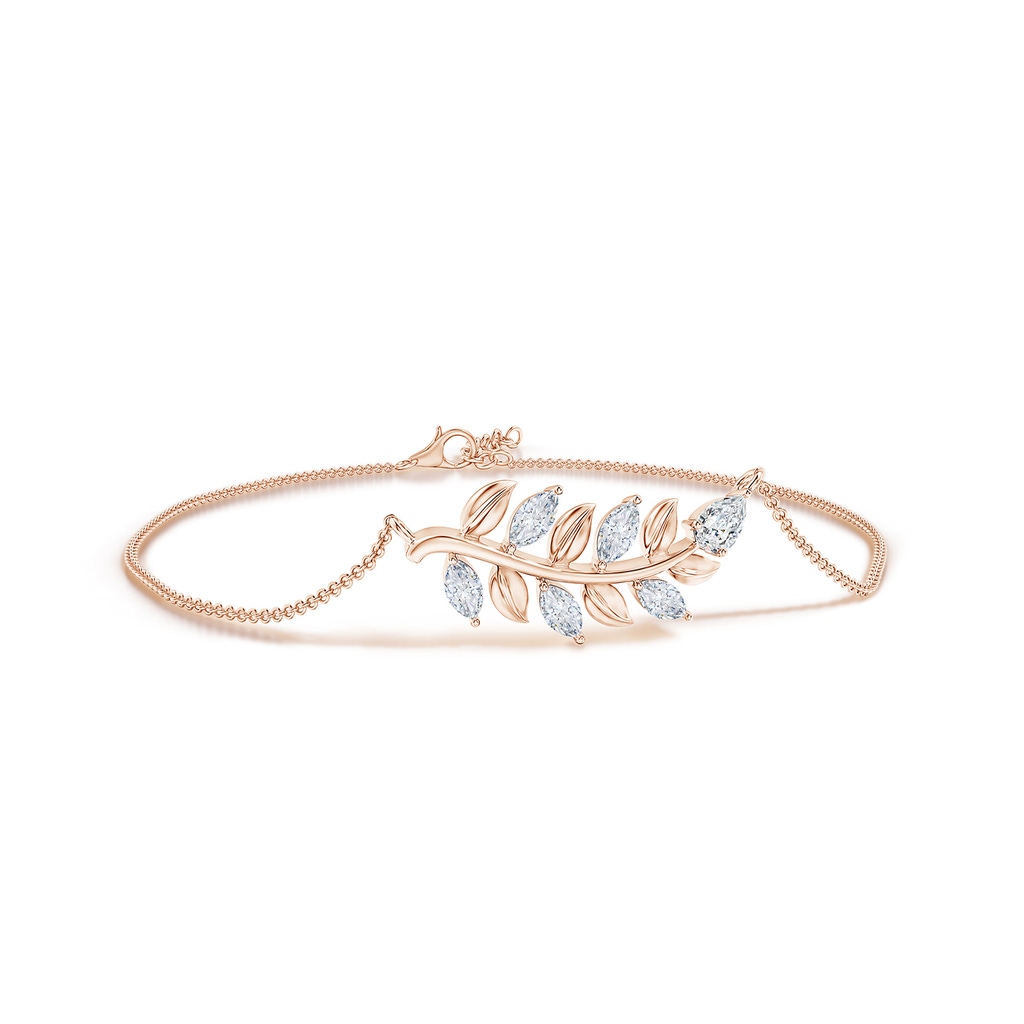 5x3mm GVS2 Pear & Marquise Diamond Olive Branch Bracelet in Rose Gold