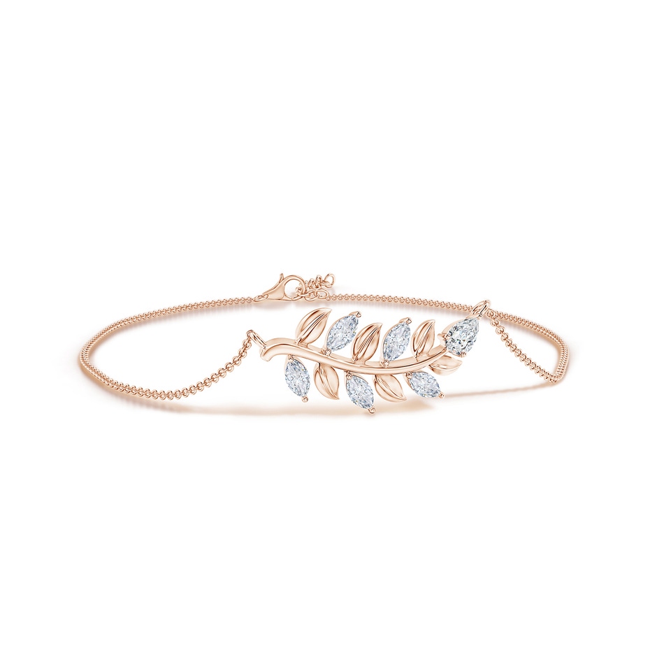 5x3mm GVS2 Pear & Marquise Diamond Olive Branch Bracelet in Rose Gold 